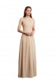 Sleeveless Champagne Halter Neck Low Back Soft Chiffon A-Line Bridesmaid Dress Brighton