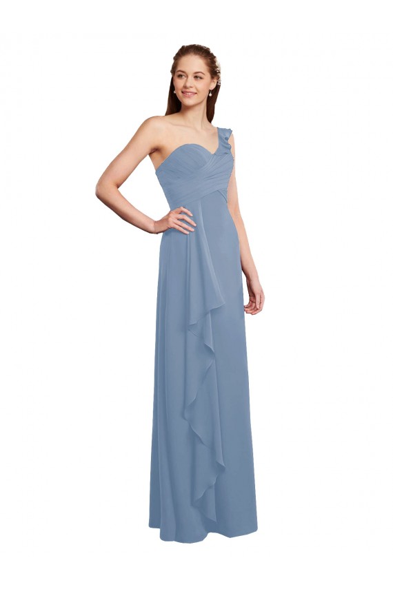 Sleeveless One Shoulder Chiffon A-Line Formal Dress / Bridesmaid Dress Brighton