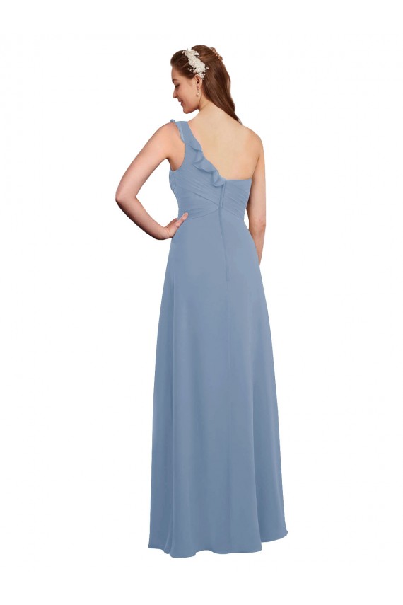 Sleeveless One Shoulder Chiffon A-Line Formal Dress / Bridesmaid Dress Brighton