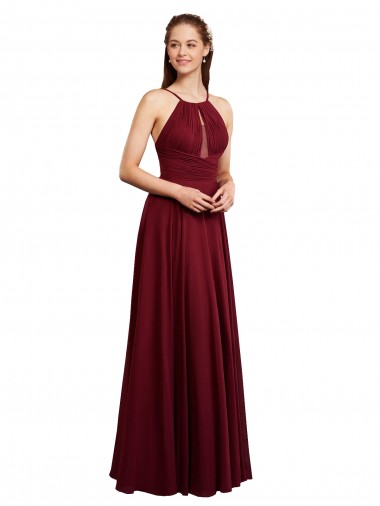 Sleeveless Spaghetti Straps Open Back Chiffon A-Line Bridesmaid Dress / Evening Dress Brighton