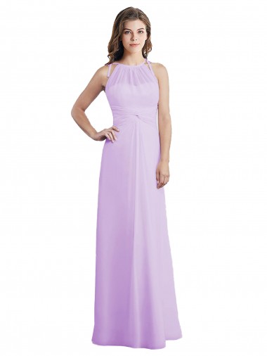 Sleeveless Halter Neck Keyhole Back Soft Chiffon A-Line Bridesmaid Dress / Formal Dress Brighton