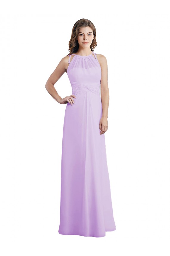 Sleeveless Halter Neck Keyhole Back Soft Chiffon A-Line Bridesmaid Dress / Formal Dress Brighton