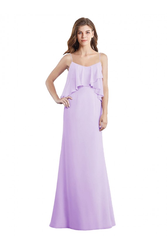 Sleeveless Spaghetti Straps Low Back Chiffon A-Line Bridesmaid Dress / Evening Dress Brighton