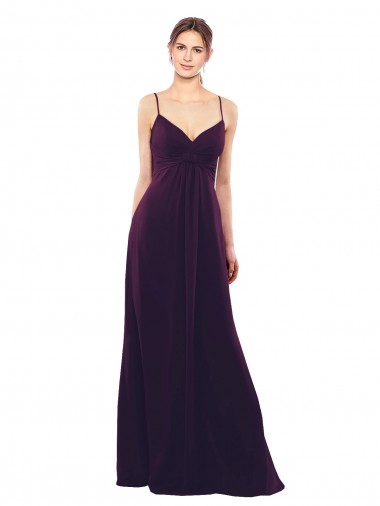 Sleeveless Spaghetti Straps Criss Cross Open Back Soft Chiffon A-Line Formal Dress / Bridesmaid Dress Brighton