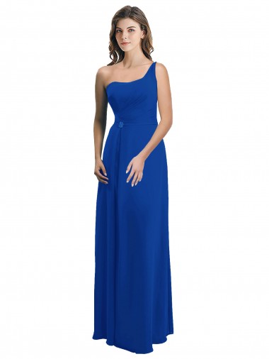 Sleeveless One Shoulder Low Back Soft Chiffon A-Line Bridesmaid Dress Brighton