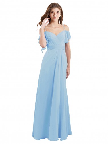 Cold Shoulder Spaghetti Straps Low Back Soft Chiffon A-Line Bridesmaid Dress Brighton