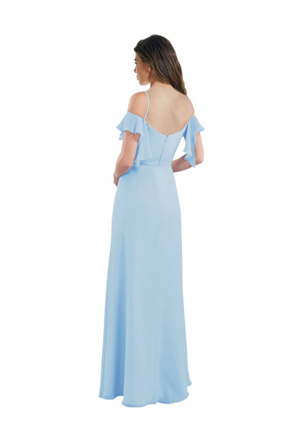 Cold Shoulder Spaghetti Straps Low Back Soft Chiffon A-Line Bridesmaid Dress Brighton