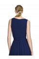 Sleeveless Dark Navy V-Neck Chiffon A-Line Wedding Party Dress Brighton