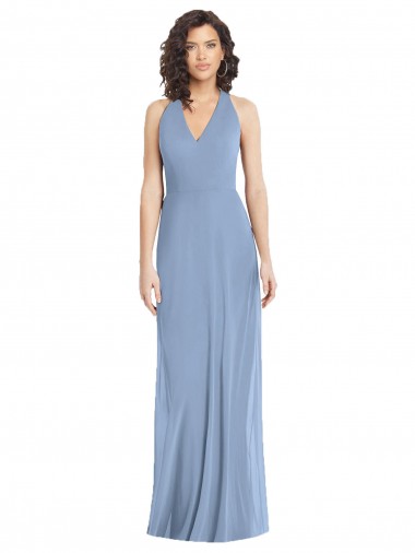 Sleeveless Halter Neck Open Back Soft Chiffon Trumpet Formal Evening Gown / Bridesmaid Dress Brighton