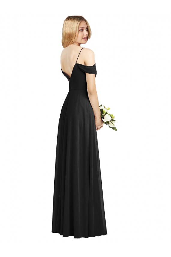 Cold Shoulder Spaghetti Straps Soft Chiffon A-Line Semi Formal Evening Dress / Bridesmaid Dress Brighton
