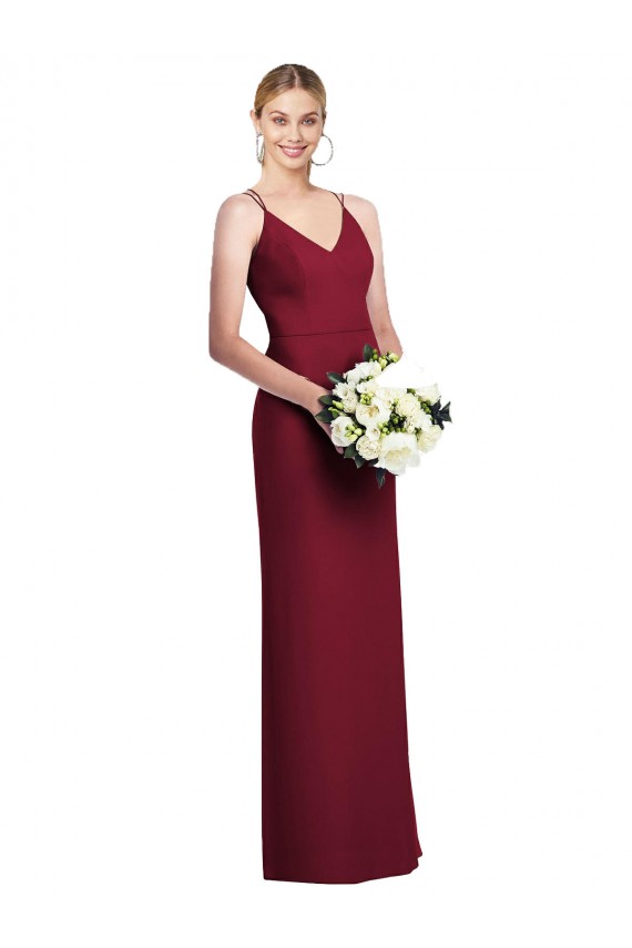 Sleeveless Burgundy V-Neck Soft Chiffon A-Line Formal Dress / Bridesmaid Dress Brighton
