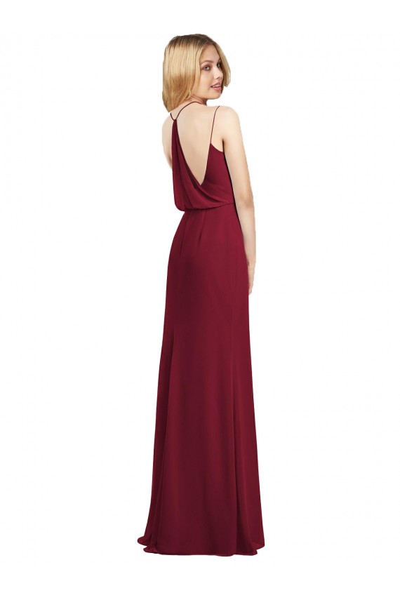 Sleeveless Burgundy V-Neck Soft Chiffon A-Line Formal Dress / Bridesmaid Dress Brighton
