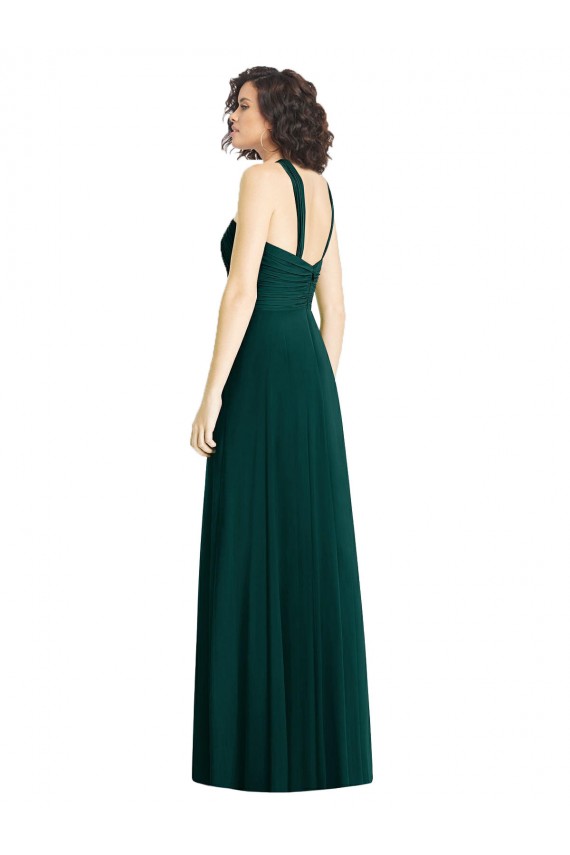 Sleeveless Ever Green Halter Neck Soft Chiffon A-Line Bridesmaid Dress Brighton
