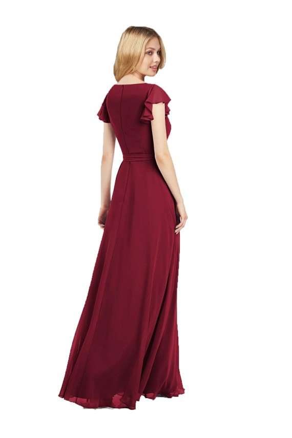 Flutter Sleeves V-Neck Lxue Chiffon A-Line Bridesmaid Dress Brighton