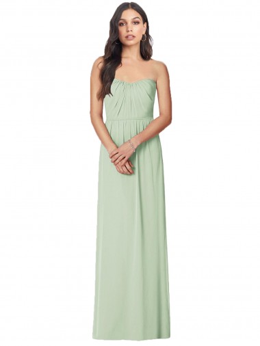 Sleeveless Sage Strapless Soft Chiffon Trumpet Bridesmaid Dress Brighton
