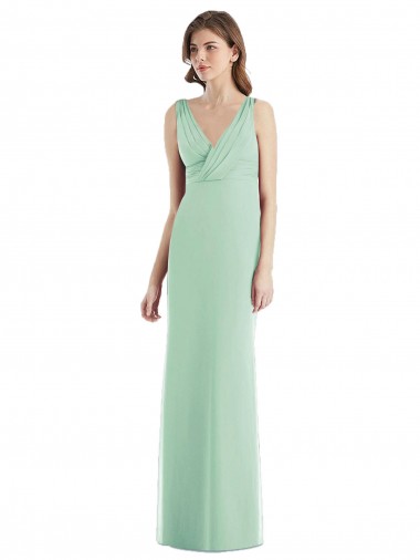 Sleeveless V-Neck Open Back Chiffon Trumpet Bridesmaid Dress / Evening Dress Brighton