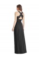 Sleeveless Black V-Neck Criss Cross Back Soft Chiffon A-Line Bridesmaid Dress Brighton