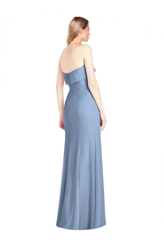 Sleeveless Dusty Blue Strapless Soft Chiffon Trumpet Bridesmaid Dress Brighton