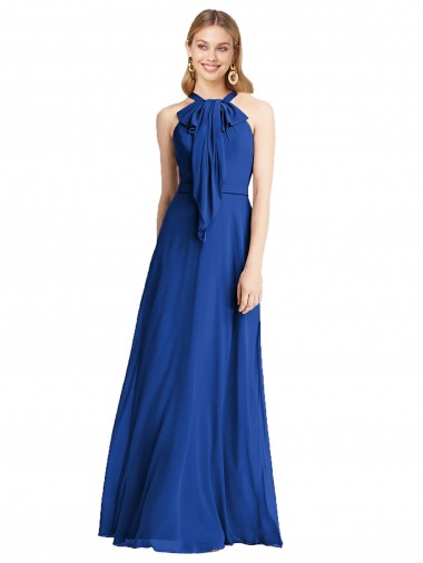 Sleeveless Halter Neck V-Back Soft Chiffon A-Line Bridesmaid Dress Brighton