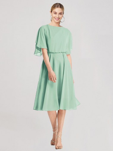 Flutter Sleeves Open Back Soft Chiffon A-Line Bridesmaid Dress Brighton
