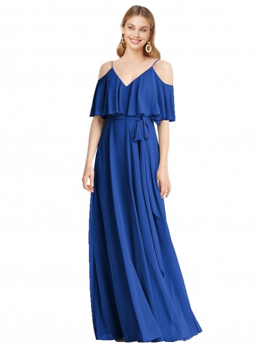 Cold Shoulder Spaghetti Straps Chiffon A-Line Bridesmaid Dress Brighton