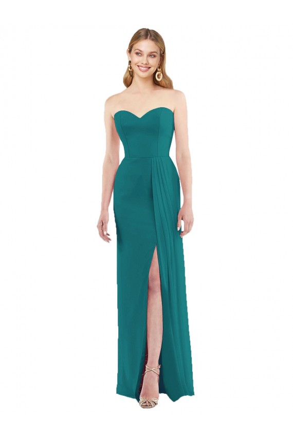 Sleeveless Hunter Sweetheart Soft Chiffon Trumpet Bridesmaid Dress Brighton