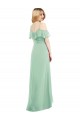 Cold Shoulder Mint Green Spaghetti Straps Soft Chiffon Trumpet High Low Bridesmaid Dress Brighton