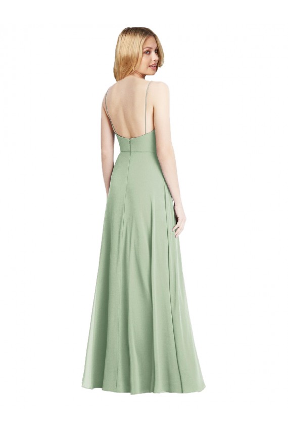 Sleeveless Spaghetti Straps Low Back Soft Chiffon Trumpet Formal Evening Gown / Bridesmaid Dress Brighton