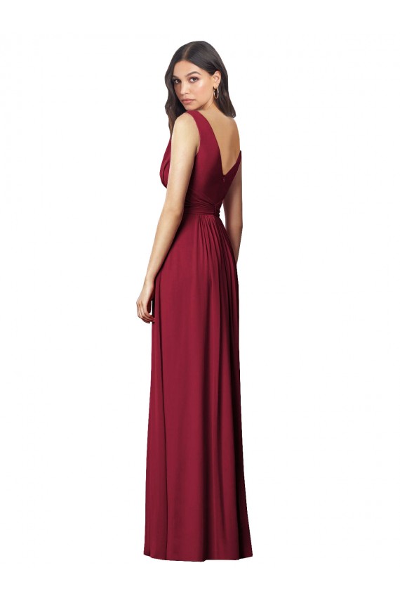 Sleeveless Royal Blue V-Neck V-Back Soft Chiffon A-Line Semi Formal Evening Dress / Bridesmaid Dress Brighton