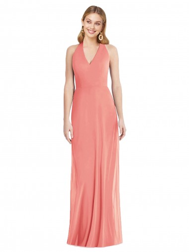 Sleeveless Halter Neck Soft Chiffon Trumpet Formal Evening Gown / Bridesmaid Dress Brighton