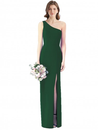 Sleeveless Dark Green One Shoulder Soft Chiffon Trumpet Bridesmaid Dress Brighton
