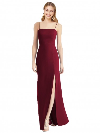 Sleeveless Spaghetti Straps Tie Back Soft Chiffon Trumpet Bridesmaid Dress Brighton
