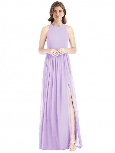 Sleeveless Lilac Halter Neck Soft Chiffon A-Line Bridesmaid Dress Brighton