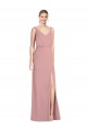 Sleeveless Dusty Pink V-Neck V-Back Soft Chiffon Mermaid Bridesmaid Dress Brighton