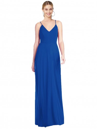 Sleeveless Spaghetti Straps Criss Cross Back Soft Chiffon A-Line Formal Dress / Bridesmaid Dress Brighton