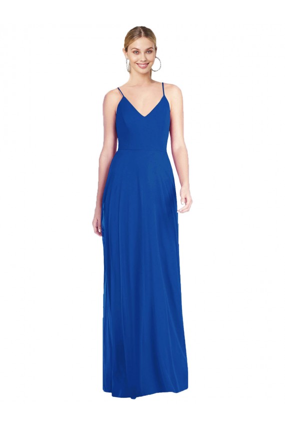 Sleeveless Spaghetti Straps Criss Cross Back Soft Chiffon A-Line Formal Dress / Bridesmaid Dress Brighton