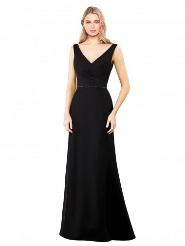 Sleeveless V-Neck V-Back Soft Chiffon A-Line Prom Dress / Bridesmaid Dress Brighton