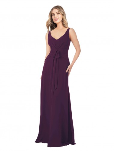 Sleeveless Grape V-Neck Chiffon A-Line Bridesmaid Dress Brighton