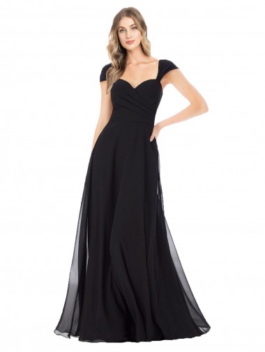 Cap Sleeves Sweetheart Soft Chiffon A-Line Bridesmaid Dress Brighton