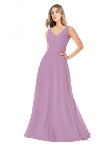 Sleeveless V-Neck Soft Chiffon A-Line Bridal Party Dress Brighton