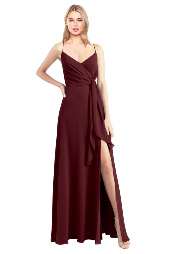 Sleeveless Spaghetti Straps Low Back Chiffon A-Line Bridesmaid Dress Brighton