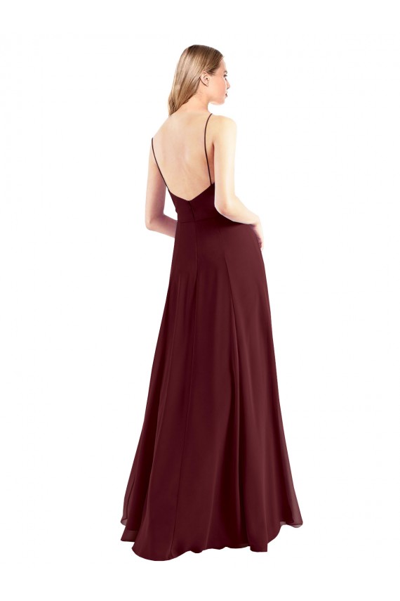 Sleeveless Spaghetti Straps Low Back Chiffon A-Line Bridesmaid Dress Brighton