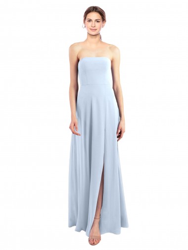 Sleeveless Light Sky Blue Strapless Soft Chiffon A-Line Bridesmaid Dress Brighton