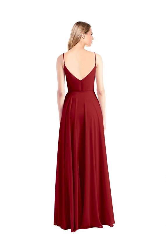 Sleeveless Spaghetti Straps V-Back Luxe Chiffon A-Line Bridesmaid Dress Brighton