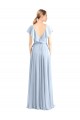 Flutter Sleeves Royal Blue V-Neck V-Back Soft Chiffon A-Line Bridesmaid Dress Brighton