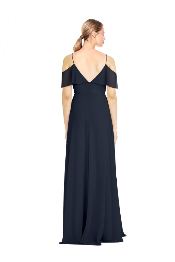 Sleeveless Off the Shoulder V-Back Lxue Chiffon A-Line Bridesmaid Dress Brighton