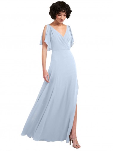 Split Sleeves V-Neck V-Back Soft Chiffon A-Line Bridesmaid Dresses Brighton