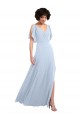 Split Sleeves V-Neck V-Back Soft Chiffon A-Line Bridesmaid Dresses Brighton