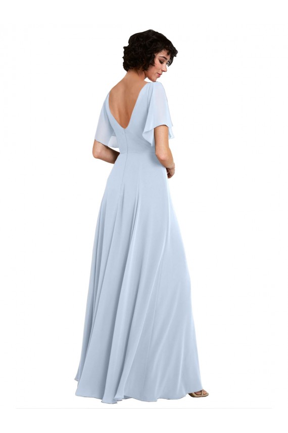 Split Sleeves V-Neck V-Back Soft Chiffon A-Line Bridesmaid Dresses Brighton