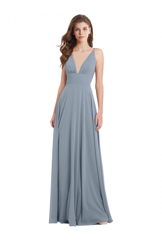 Sleeveless V-Neck V-Back Chiffon A-Line Bridesmaid Dress / Evening Gowns Brighton